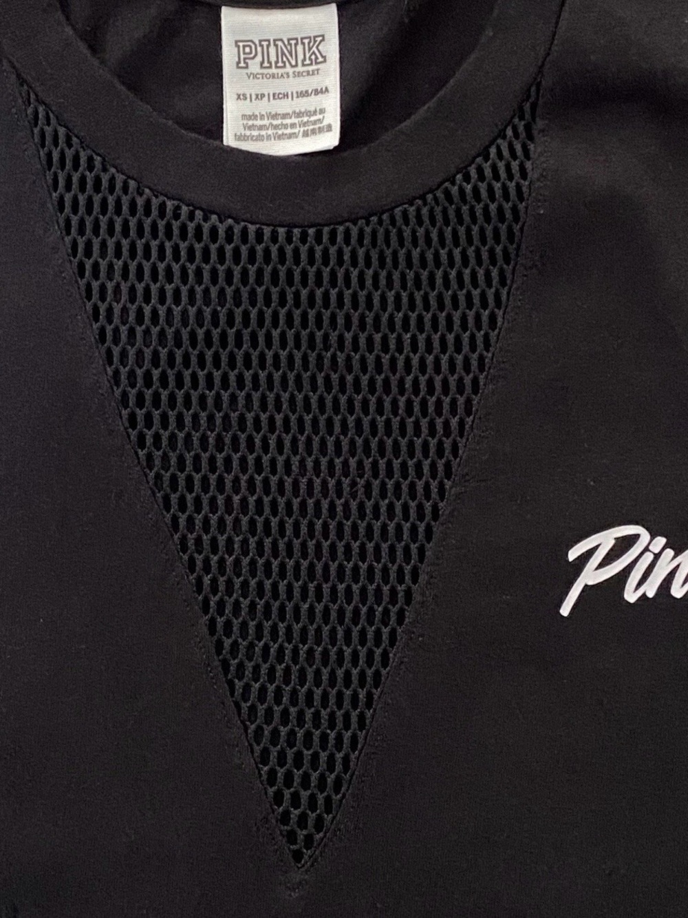 PINK Victoria's Secret Mesh V Detail Sleeveless Black Tank Top Women's Size XS - Picture 3 of 5